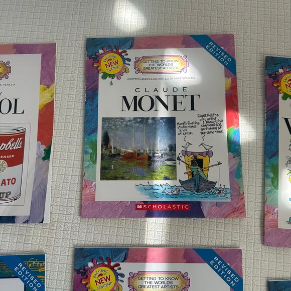 Scholastic Artists Books Set of 6 Warhol Monet Van Gogh Cassat Pollock Bernstein - Picture 5 of 9